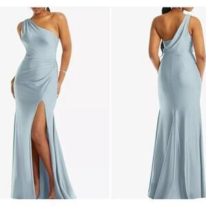 Cynthia & Sahar M Dress One-Shoulder Cowl Back Stretch Satin Mermaid Formal NEW